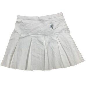 Girls XL White Pleated Elastic Drop Waist Cheerleader Skirt